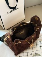 CHANEL 25 BAG brown suede  mini size 22 cm - Image 9
