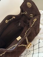 CHANEL 25 BAG brown suede  mini size 22 cm - Image 10