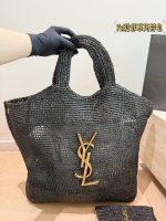 YSL beach raffia bag tote size ：46X36cm