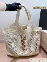 YSL beach raffia bag tote size ：46X36cm - Image 4