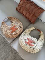 Celine triomphe raffia beach bag size : 38*25 cm