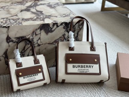 Burberry canvas tote bag size : 23cm/ 35cm