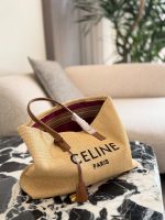 CELINE beach raffia tote bag size : 37×31cm - Image 2