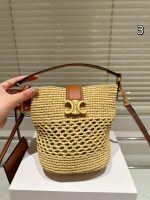 Celine bucket raffia bag size : 16X 18 cm