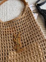 YSL raffia beach bag hobo tote size :33x 32cm - Image 5