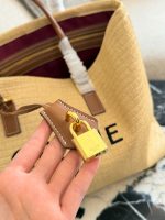 CELINE beach raffia tote bag size : 37×31cm - Image 4