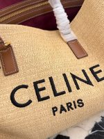 CELINE beach raffia tote bag size : 37×31cm - Image 5
