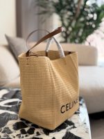 CELINE beach raffia tote bag size : 30×33cm - Image 4