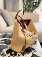 CELINE beach raffia tote bag size : 37×31cm - Image 6