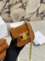 CELINE TRIOMPHE CLASSIC  BOX SUEDE  SIZE : 19 X13cm/10 X9cm - Image 8