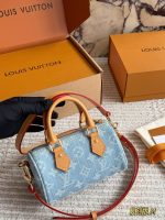 LOUIS VUITTON lv nano speedy  denim size : 16cm