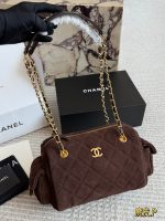 CHANEL SUEDE BOWLING BAG SIZE :  30 X 15cm