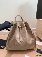 chanel backpack suede bag size : 30 cm