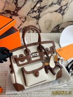 Hermes birkin bag  canvas size : 25X20 cm - Image 3