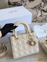 DIOR lady dior  cream white size : 20cm / 17cm - Image 4